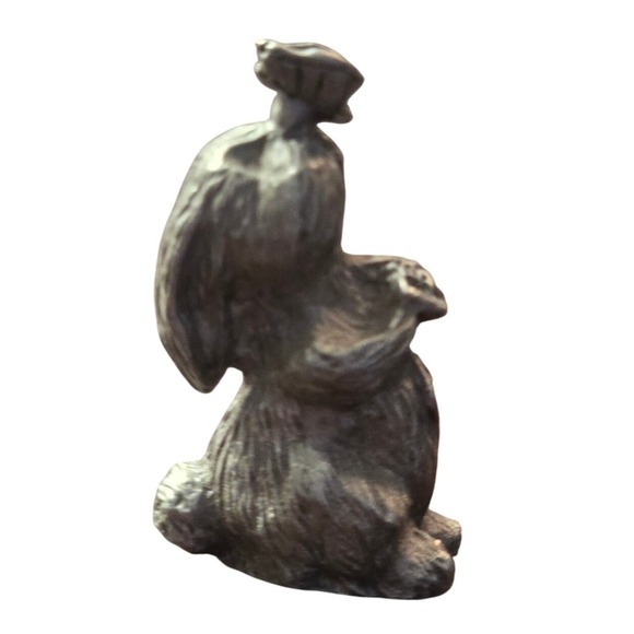 Vintage Spoontiques Pewter Figurine Rabbit with Butterfly 1981 Home Decor - Picture 1 of 5